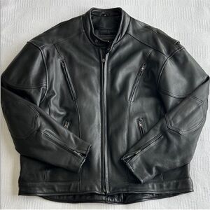 Vintage Unik Ultra Mens Black leather riding jacket 
size 58-3XL